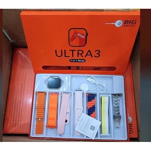 Ultra 3 Series Smart Watch - with 7 Colourful Straps