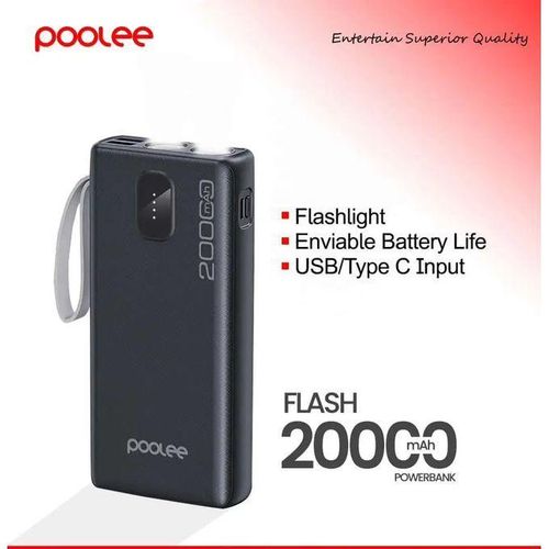 POOLEE 20000mAh Power Bank Flash Type-C Fast Charging Flash 2.0
